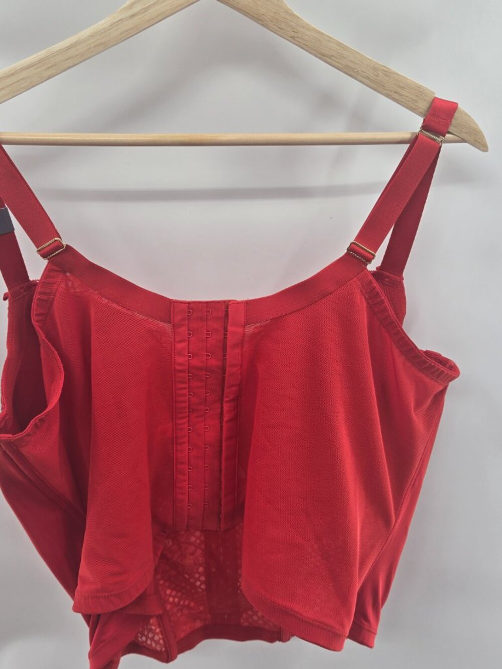 Cacique Lane Bryant Red Lace Corset Bustier Top Underwire Structured 44DDD NWOT - Picture 2 of 11
